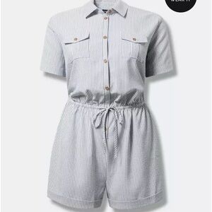 A-line Mini Button Up Seersucker Romper